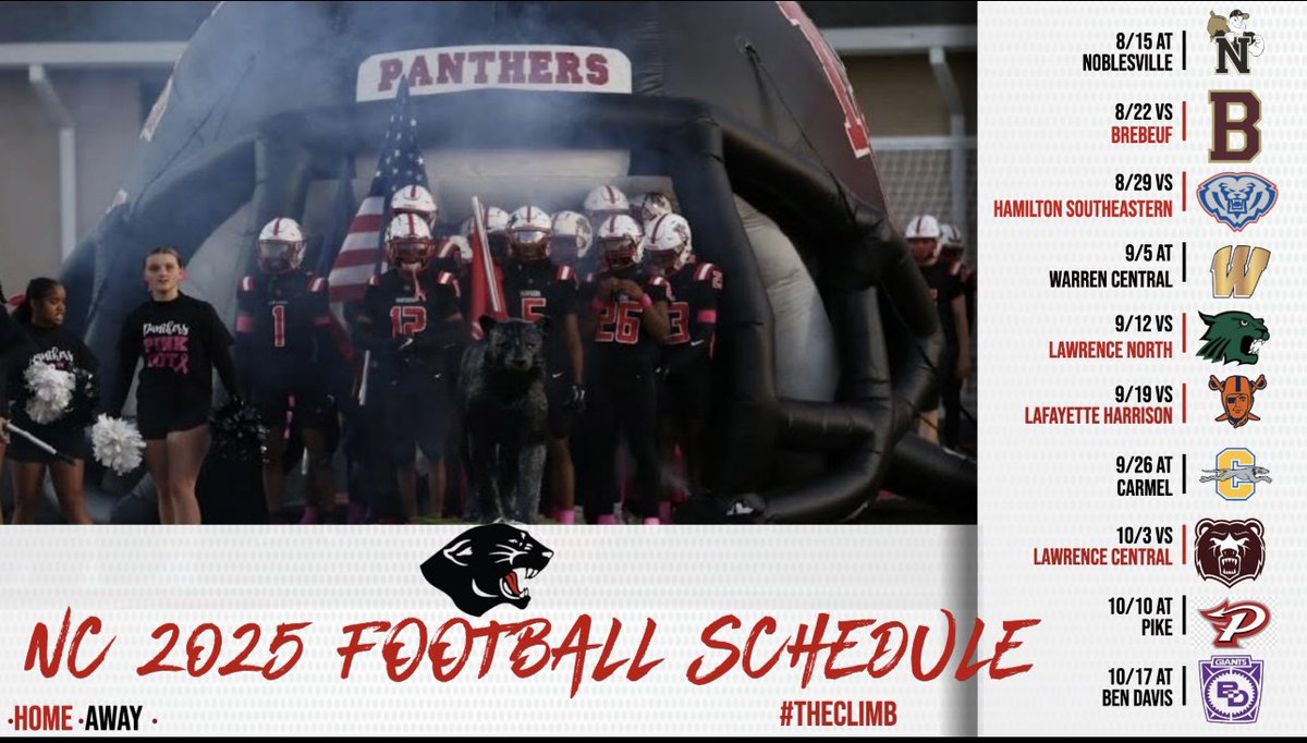 We are officially 100 days away from game 1 of the 2025 season! Check out the North Central Panthers 2025 schedule! Let’s go Panthers!! #TheClimb