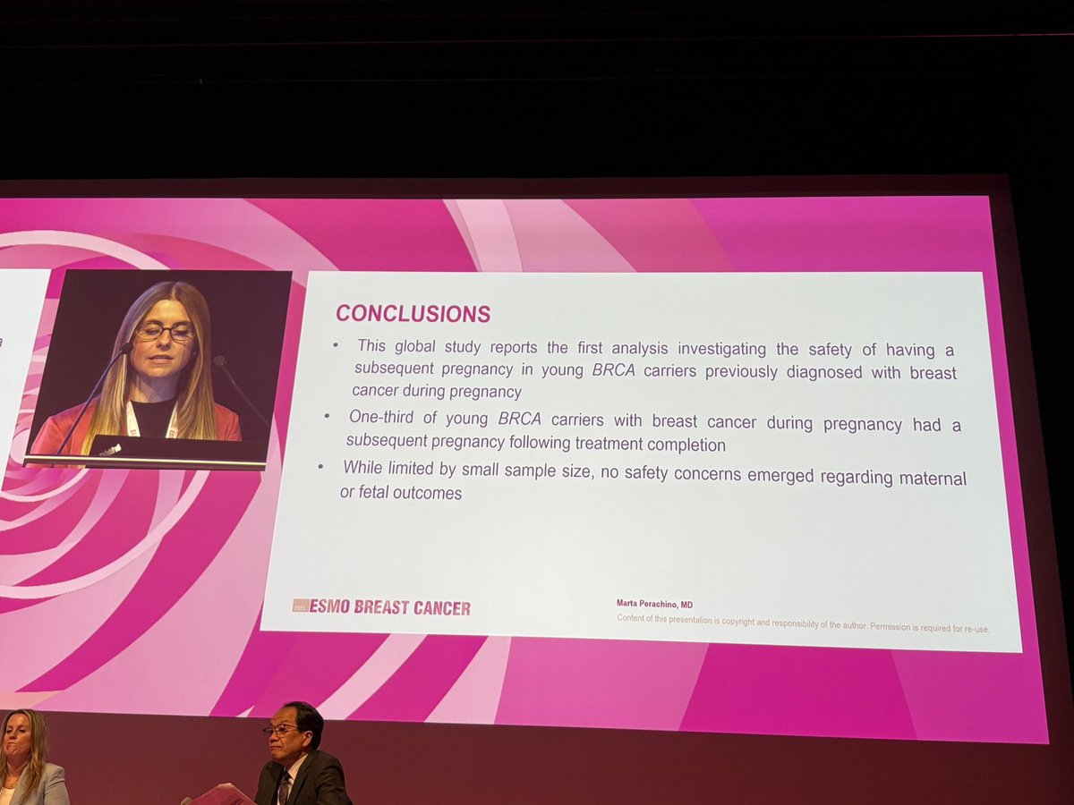 Safety of pregnancy after the diagnosis of breast cancer during pregnancy <a href="/MartaPerachino/">Marta Perachino</a> <a href="/matteolambe/">Matteo Lambertini, MD PhD</a> <a href="/ElisaAgostinett/">Elisa Agostinetto</a> #ESMOAmbassadors #ESMOBreast25 <a href="/myESMO/">ESMO - Eur. Oncology</a>