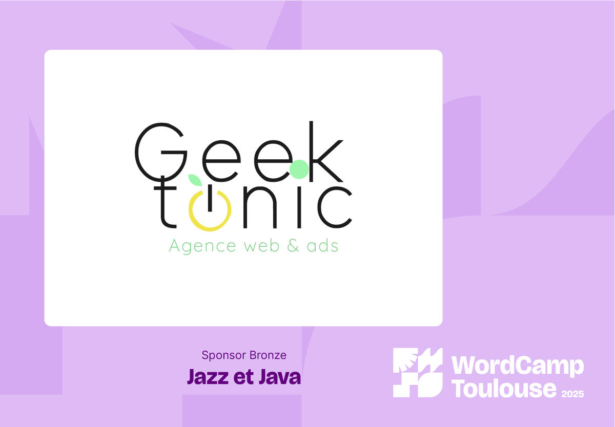 WCToulouse's tweet photo. Merci à notre sponsor Jazz et Java (Bronze) @geek_tonic 

Merci pour votre soutien au WordCamp Toulouse !    

📍 RDV le 23 mai  

👉Plus d'info : https://t.co/06vaE8FURN

#WCToulouse #WordPress #WordCamp #WPFR #WP https://t.co/48YUlrhvVP