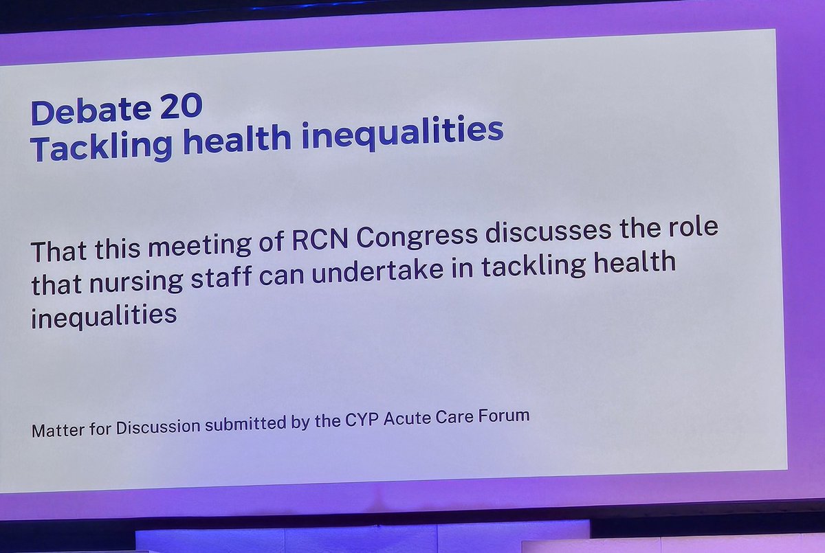 We need to abolish and work against health inequalities. People with disabilities, areas with prevalence diseases, and people facing barriers to access healthcare have the right to be treated as individuals.
#RCNCongress25 #Healthinequalities