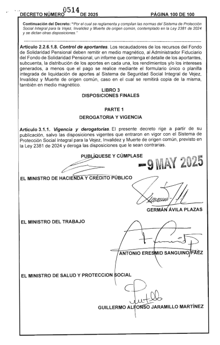 📢Decreto Único Reglamentario 0514 de 2025 <a href="/MintrabajoCol/">MinTrabajo</a>, especifica las reglas del nuevo modelo pensional. 
🚨Art. 2.2.4.18.7 hace referencia sobre la responsabilidad del pago de cotización por la parte del contratante en la celebración de contratos por prestación de servicios.