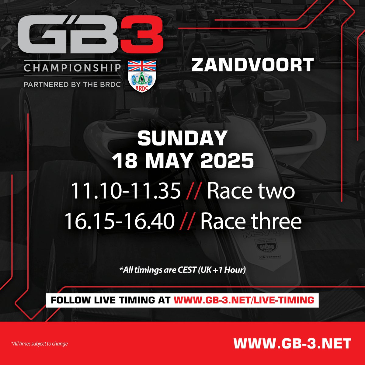 We love a Sunday, especially one with two races at the home of the Dutch Grand Prix 🧡

Race two
🇳🇱 11.10
🇬🇧 10.10

Race three
🇳🇱 16.15
🇬🇧 15.15

⏰/📺 gb-3.net/live-timing
