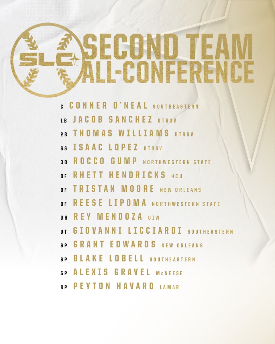 Your 2025 Southland Baseball Second Team All-Conference ⭐️