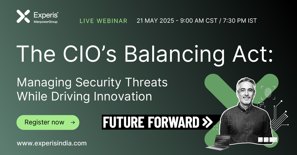In today’s fast-paced tech world, #IT leaders must manage #cybersecurity threats without stalling innovation. But how do you strike that balance?

Register for #Experis’ Live #Webinar, here: bit.ly/3H74P8O

#CTO #CIO #technology #AI #live #mustattend #free #ExperisIndia