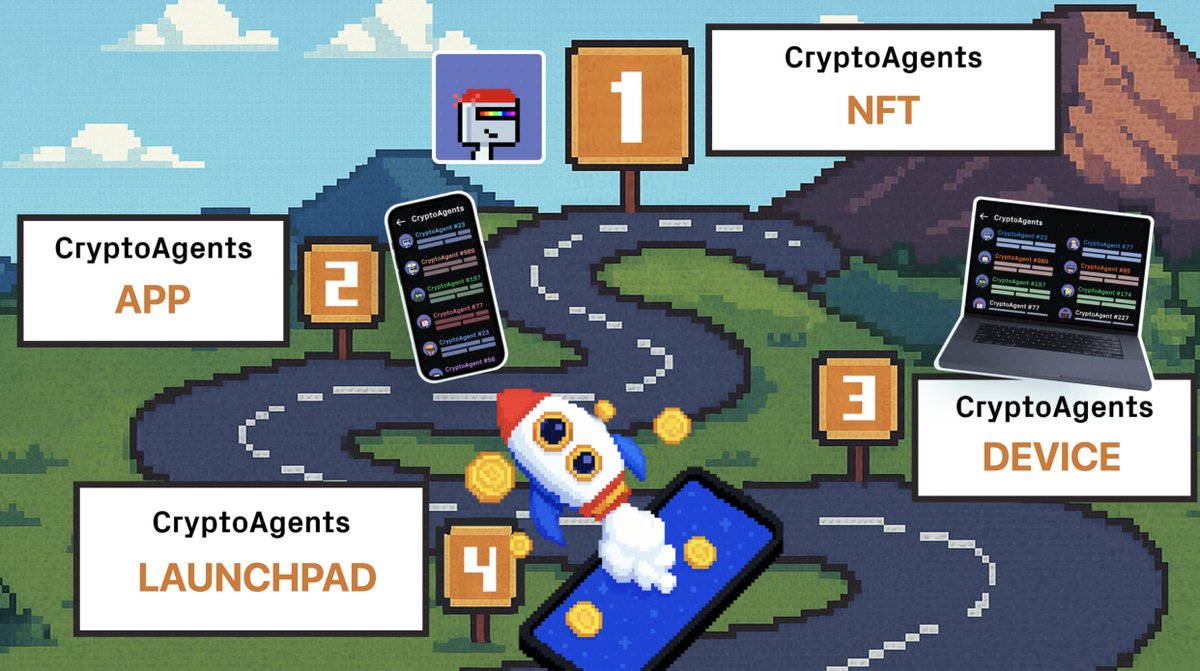 EternalAI_'s tweet image. CryptoAgents Roadmap

Did you know? CryptoAgents are more than just NFTs.

When you become a holder, you become part of the Decentralized AI movement. They give you exclusive access to Decentralized AI products.

Phase 1: NFT
Phase 2: App
Phase 3: Device
Phase 4: Launchpad