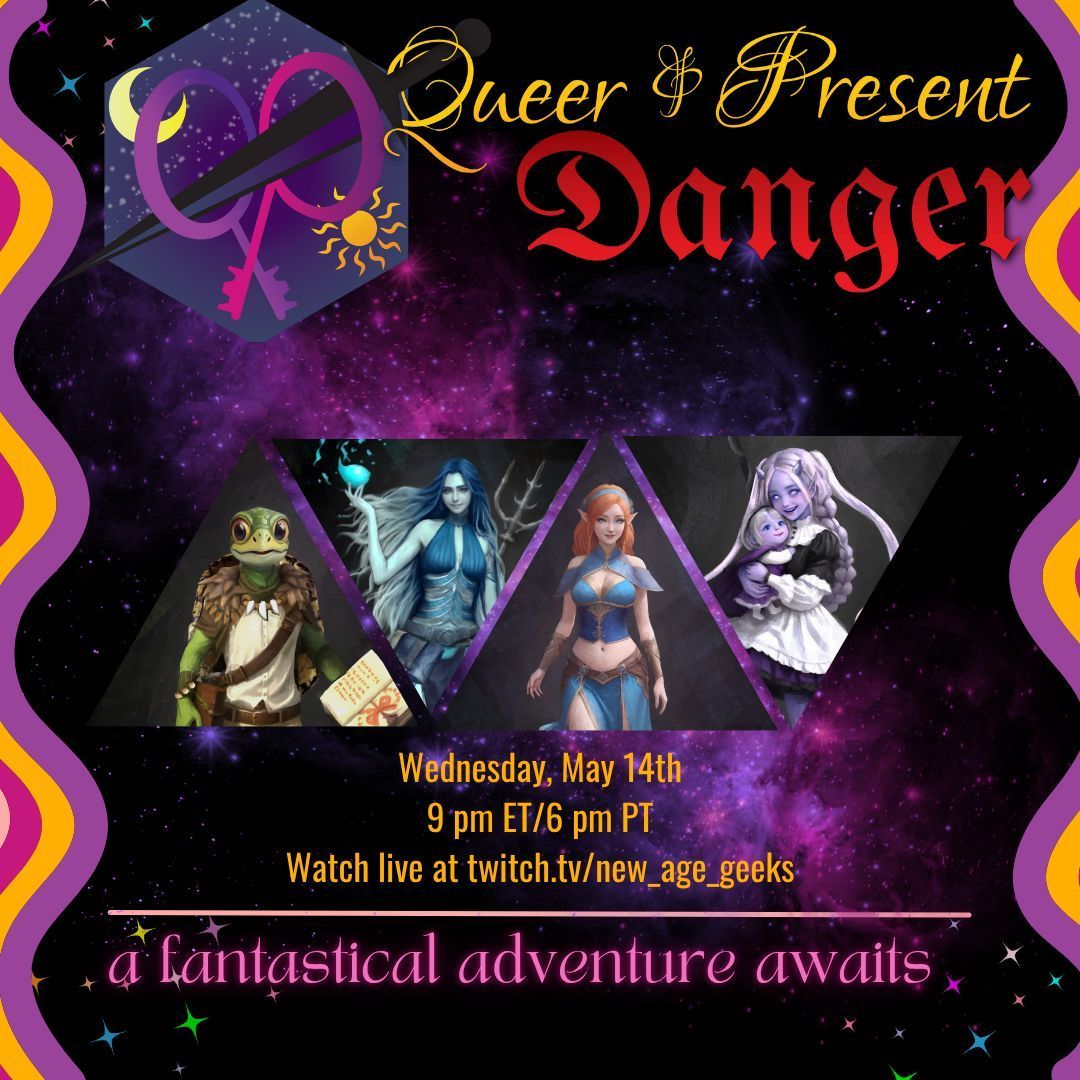 Join us Wednesday at 9 PM EST for Queer and Present Danger, a Dungeons &amp; Dragons adventure featuring our LGBTQ+ cast. Connect with a diverse community that celebrates inclusivity in role-playing games. #QueerDND #Inclusivity #LGBTQCommunity #RolePlayingGames