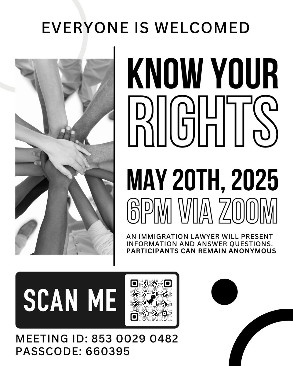 LCWorksOrg's tweet image. ✊🏽 Know your rights = know your power.
Join us for a free Know Your Rights / Conoce Tus Derechos presentation to protect and empower your community. 💬📚

📍 ZOOM | 🗓️ 5.20.2025
#KnowYourRights #ConoceTusDerechos
