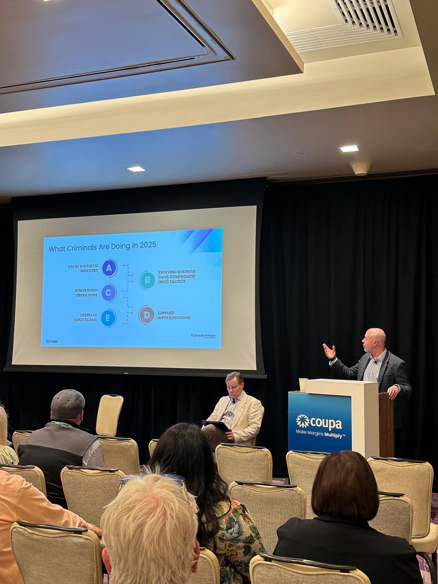 Day 2 at #CoupaInspire. Great to see our Head of Compliance, Alex Clements, talk about how <a href="/TransferMate/">TransferMate</a> and <a href="/Coupa/">Coupa Software</a> are tackling payment fraud together. #fintech #compliance