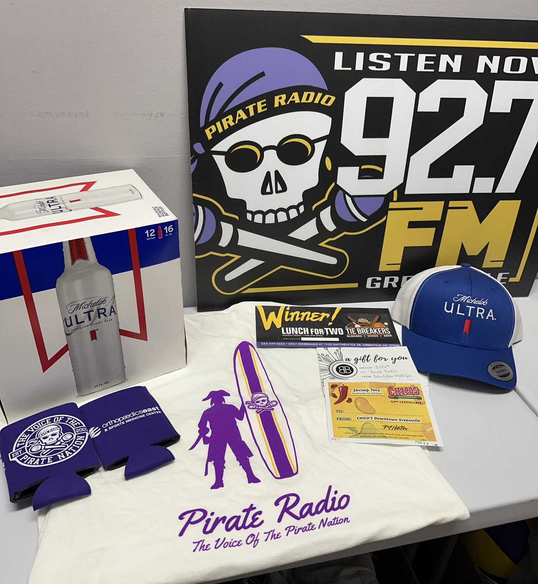 Pirate Radio ☠️ (@pr927fm) on Twitter photo 🚨GIVE AWAY ALERT🚨
RT & FOLLOW <a href="/PR927FM/">Pirate Radio ☠️</a> for a chance to win this awesome #WinItWednesday prize package w/ Pirate Beverages, Swag and Gift Cards. 21 & older only
#Stations4Winners🏴☠️ 🚨GIVE AWAY ALERT🚨
RT & FOLLOW <a href="/PR927FM/">Pirate Radio ☠️</a> for a chance to win this awesome #WinItWednesday prize package w/ Pirate Beverages, Swag and Gift Cards. 21 & older only
#Stations4Winners🏴☠️
