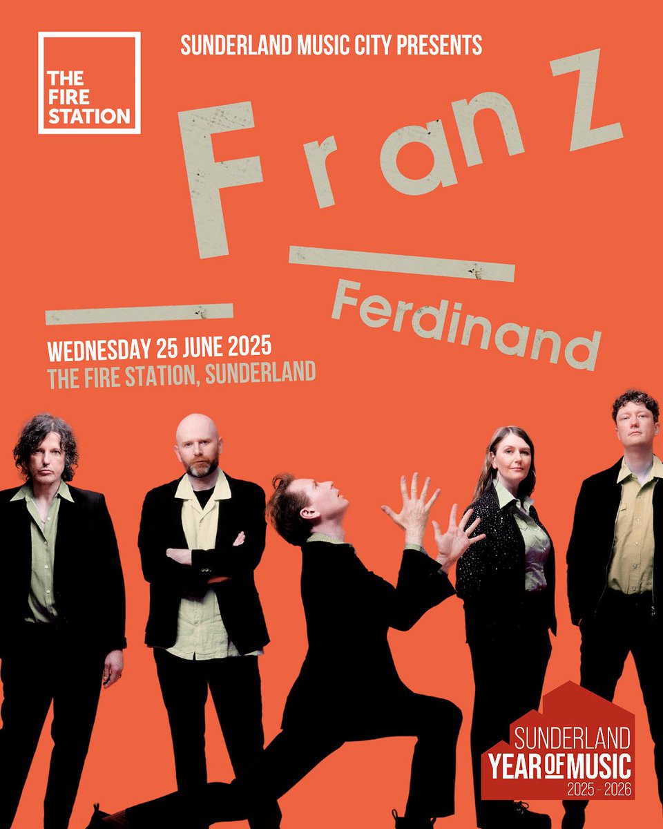 Franz Ferdinand (@franz_ferdinand) on Twitter photo We're excited to announce that we are performing at <a href="/FireStationSun/">The Fire Station</a> on 25th June as part of Sunderlandβs Year of Music 2025. General sale starts on Friday at 10am via thefirestation.org.uk We're excited to announce that we are performing at <a href="/FireStationSun/">The Fire Station</a> on 25th June as part of Sunderlandβs Year of Music 2025. General sale starts on Friday at 10am via thefirestation.org.uk