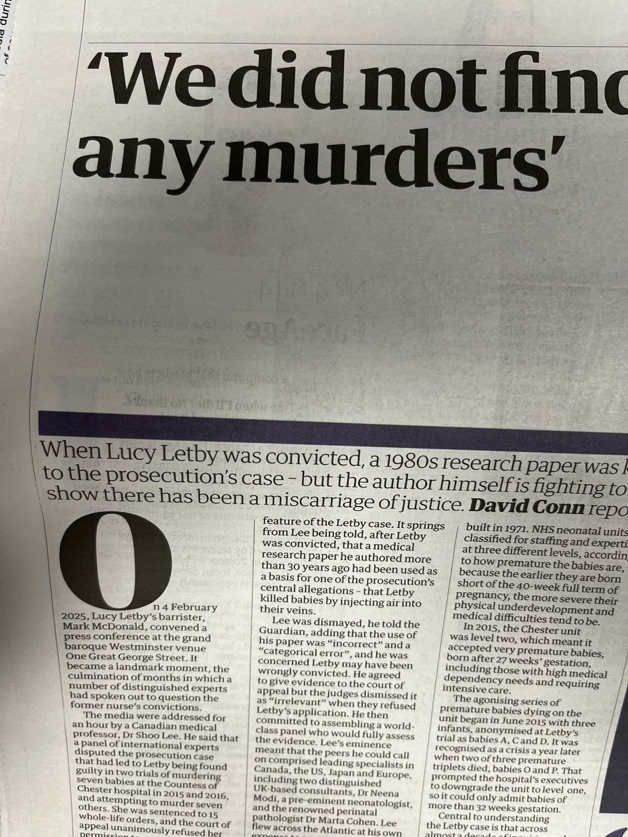 Free to view in the Guardian , totally destroying the ‘Letby is guilty’ certainty of Wes Streeting, Lady Justice Thirlwall and a host of Twitter nuisances . They won’t read it. Why has justice become a mere fringe concern?