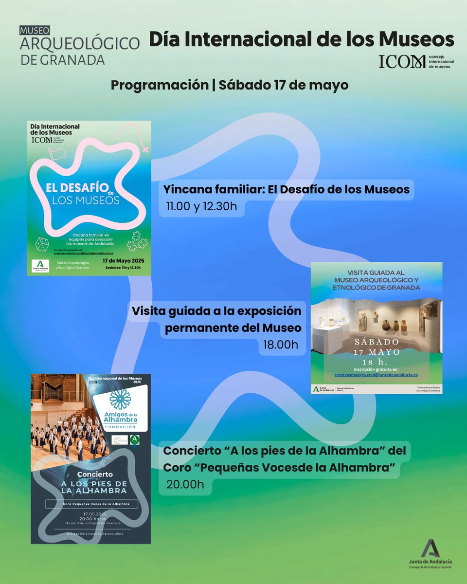 Musarqgranada's tweet photo. 🏛¡Continuamos con nuestra programación del Día de los Museos!
💯Las dos primeras actividades del día requieren reserva previa en el siguiente enlace:
📩reservasmaegra.ctcd@juntadeandalucia.es📩
🥰¡Os esperamos!¡No faltéis!
#culturaand  #museoarqueologico #juntadeandalucia  #ICOM https://t.co/Gg1btmos11