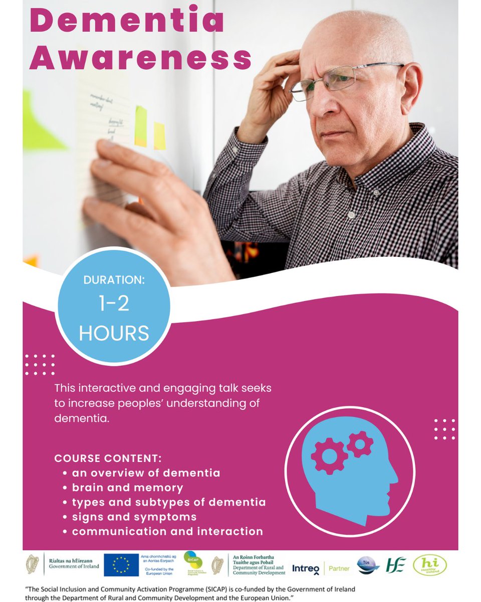 Dublin Northwest Partnership (DNP) (@dnpartnership) on Twitter photo Are you interested in finding out information about Dementia?
We're running a Dementia Awareness Information session with the <a href="/DSIDCDementia/">DementiaServices SJH</a> at St Helena's Resource Centre, Finglas.
May 21st
More info:
dublinnorthwest.ie/dementia-aware…
#euinmyregion #dementia #finglas #olderpeople Are you interested in finding out information about Dementia?
We're running a Dementia Awareness Information session with the <a href="/DSIDCDementia/">DementiaServices SJH</a> at St Helena's Resource Centre, Finglas.
May 21st
More info:
dublinnorthwest.ie/dementia-aware…
#euinmyregion #dementia #finglas #olderpeople
