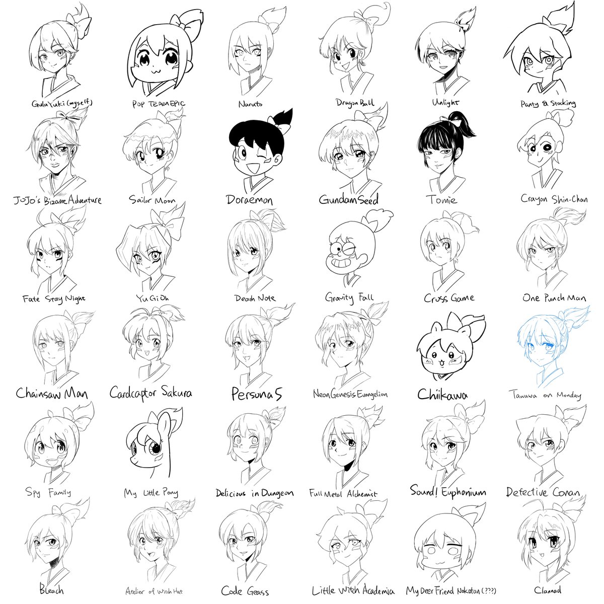 gulayuki's tweet photo. oops! Accidentally deleted the original post of #Kiriko  art with 36 styles, so i repost with 6 fresh styles added! Now 42 styles total !! #Overwatch #Overwatch2 #OverwatchFanart https://t.co/EdBmYmGFZO