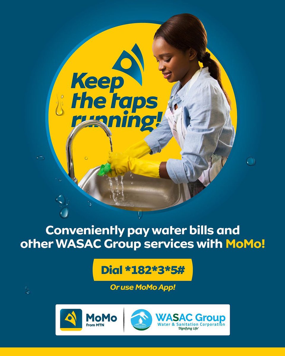 MoMo from MTN Rwanda (@momo_rwanda) on Twitter photo They say water is life 💦, and staying connected to it has never been easier!
Pay your <a href="/wasac_rwanda/">Water and Sanitation Corporation Group |Rwanda</a> water bills anytime, anywhere with MoMo.
Dial *182*3*5# or use the MoMo App
#BivaMoMotima They say water is life 💦, and staying connected to it has never been easier!
Pay your <a href="/wasac_rwanda/">Water and Sanitation Corporation Group |Rwanda</a> water bills anytime, anywhere with MoMo.
Dial *182*3*5# or use the MoMo App
#BivaMoMotima