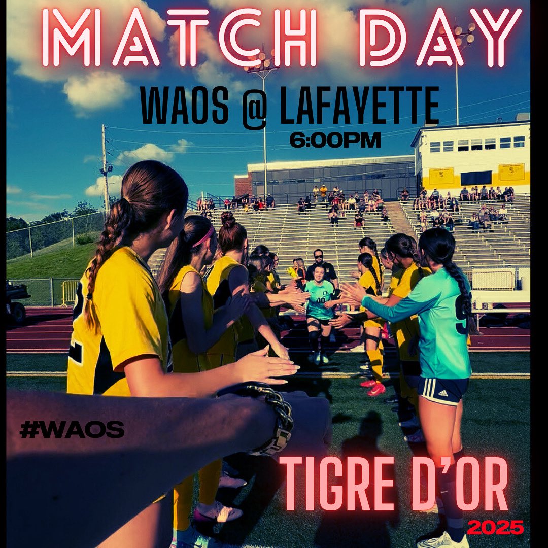 Match Day✨
~
WAOS @ Lafayette
6:00pm
~
We Are Oakville Soccer
~
#soccer #matchday #tigredor #waos