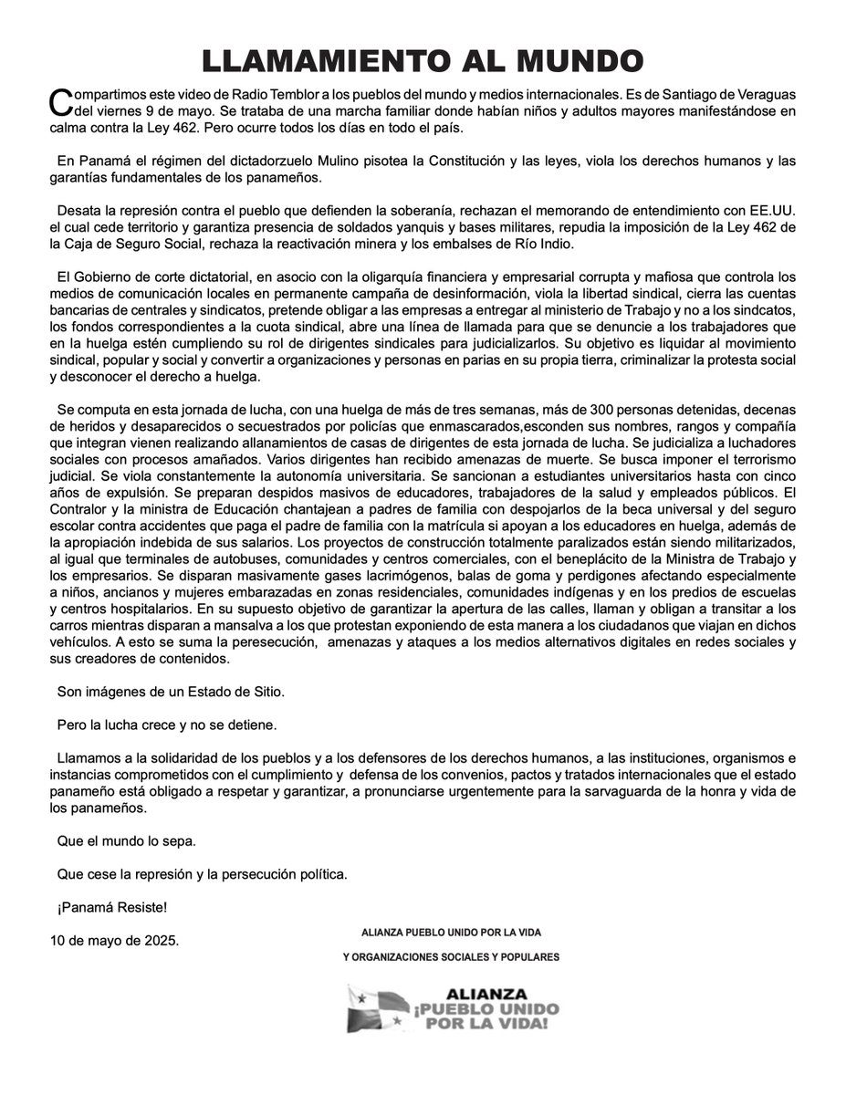 ClaridadPanama1's tweet image. ¡URGENTE!
Llamamiento al mundo...