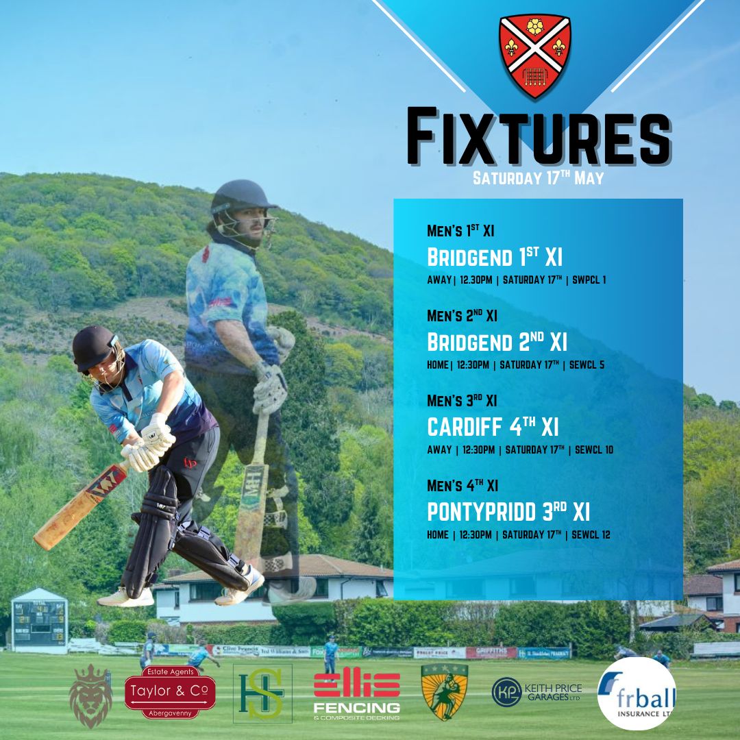 Game week 3

1s and 2s in action against Bridgend with the 3s and 4s taking on Cardiff and Pontypridd. Come along and support the Second XI at Avenue Road. The forecast looks good and the bar will be open 🏏
