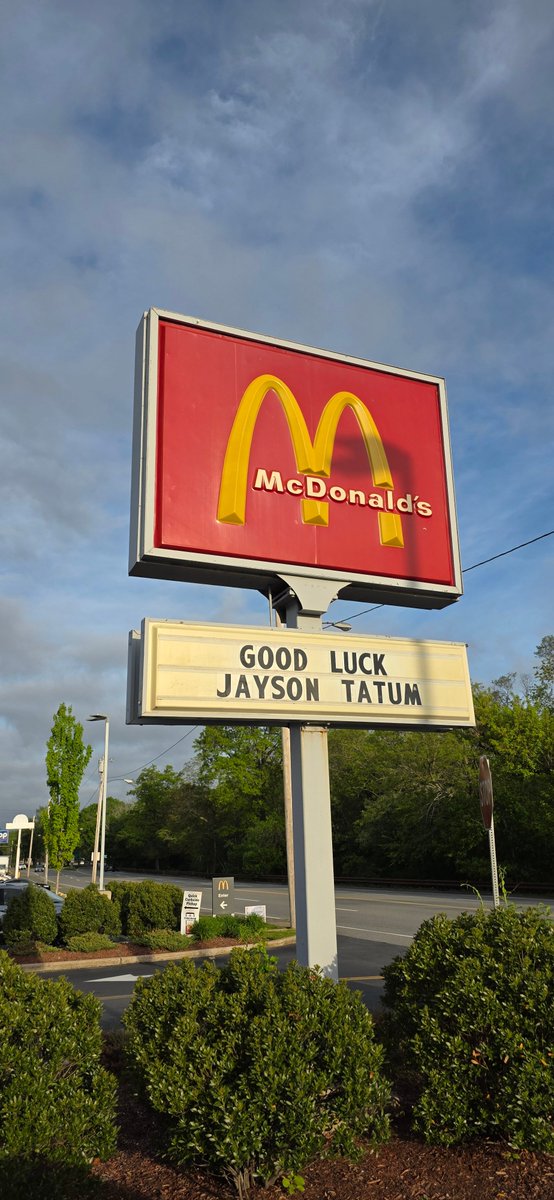 The sign outside the McDonald's on Soldiers Field Road...