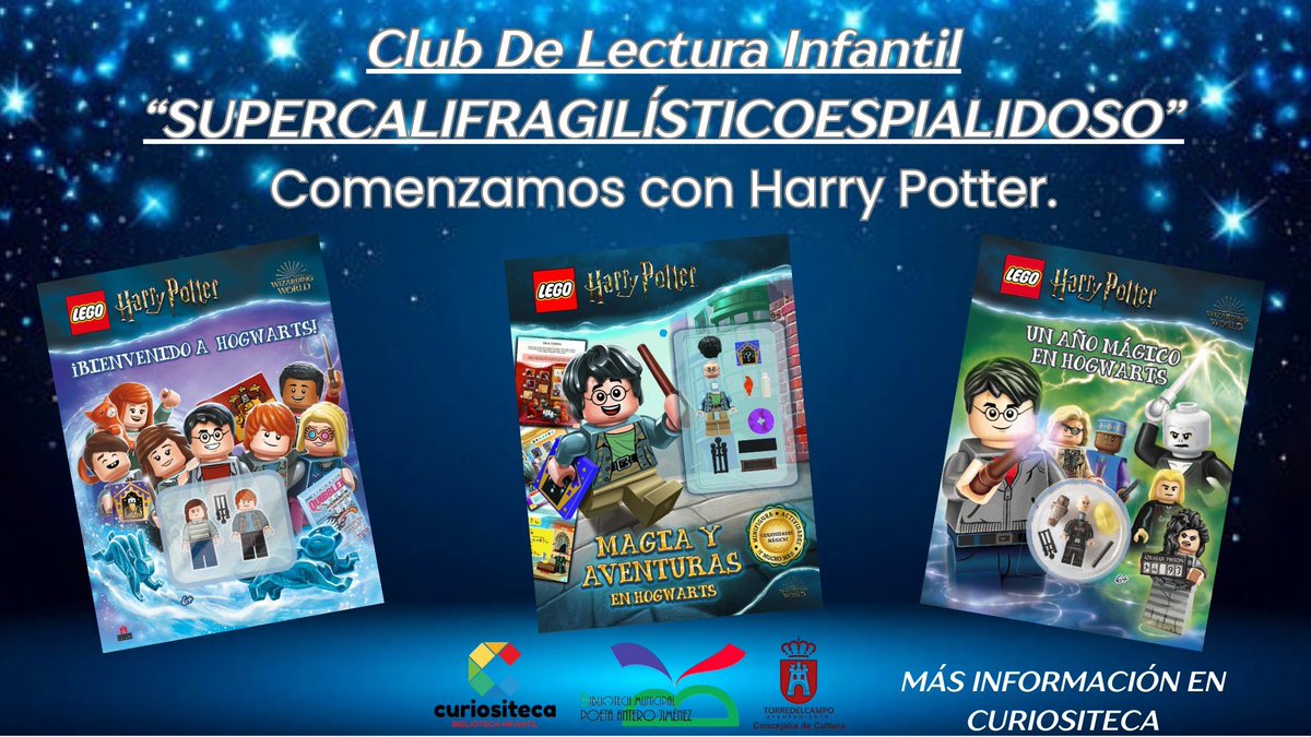 📖 Los miembros del Club de Lectura Infantil "SUPERCALIFRAGILÍSTICOESPIALIDOSO" van a comenzar la lectura con Harry Potter🔮
Lunes 12 en la curiosiTECA 📍
🕕18:00 h
✅No te lo pienses y únete!!!

#bibliotorredel #clubdelecturainfantil  #harrypotter