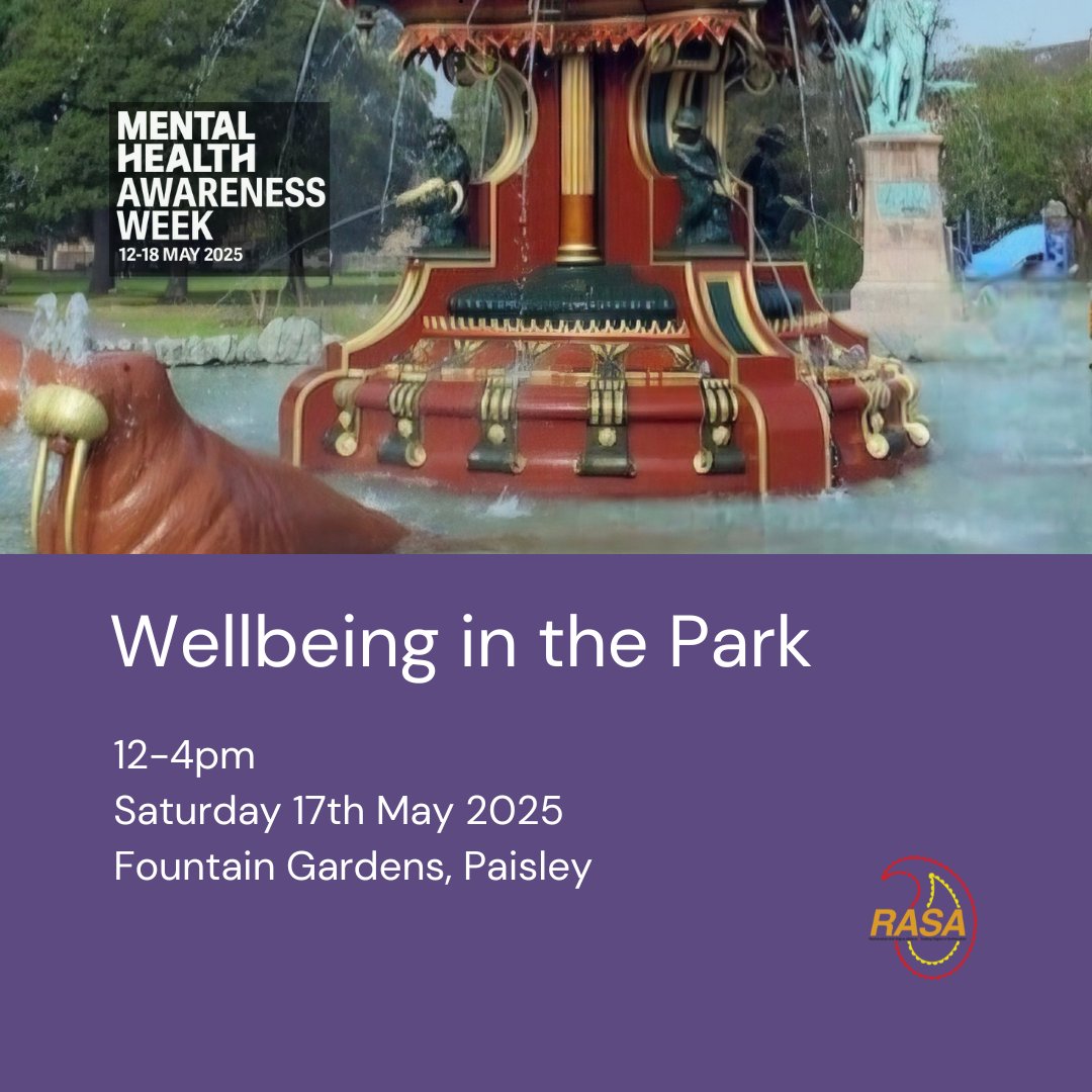 OneRen (@weareoneren) on Twitter photo Wellbeing in the Park โ Sat 17 May 2025 ๐ฟJoin us at Fountain Gardens, Paisley๐ Organised by the partners of <a href="/RASA_AntiStigma/">RenAntiStigma</a> this free community event is all about raising awareness of mental health in a fun, welcoming space. Wellbeing in the Park โ Sat 17 May 2025 ๐ฟJoin us at Fountain Gardens, Paisley๐ Organised by the partners of <a href="/RASA_AntiStigma/">RenAntiStigma</a> this free community event is all about raising awareness of mental health in a fun, welcoming space.