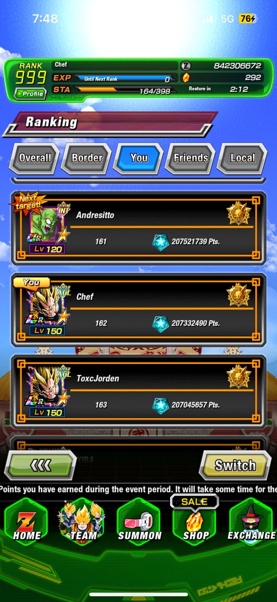 Wasn’t able to play this WT except for a few hours but still managed to come up a bit! 

Next time we come for first 😈

#dokkan #dokkanbattleglobal #wt