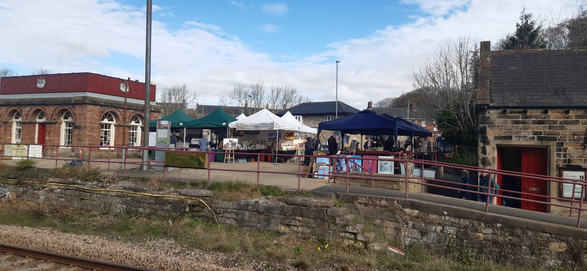 TVCRP's tweet photo. Come along to #Haltwhistle #RailwayStation on Sunday for the monthly market.  A wide range of local #food and #crafts from local makers will be on sale. There'll be stalls on the forecourt and inside the Old Booking Hall
#shoplocal https://t.co/y0pRuWvZ5v
