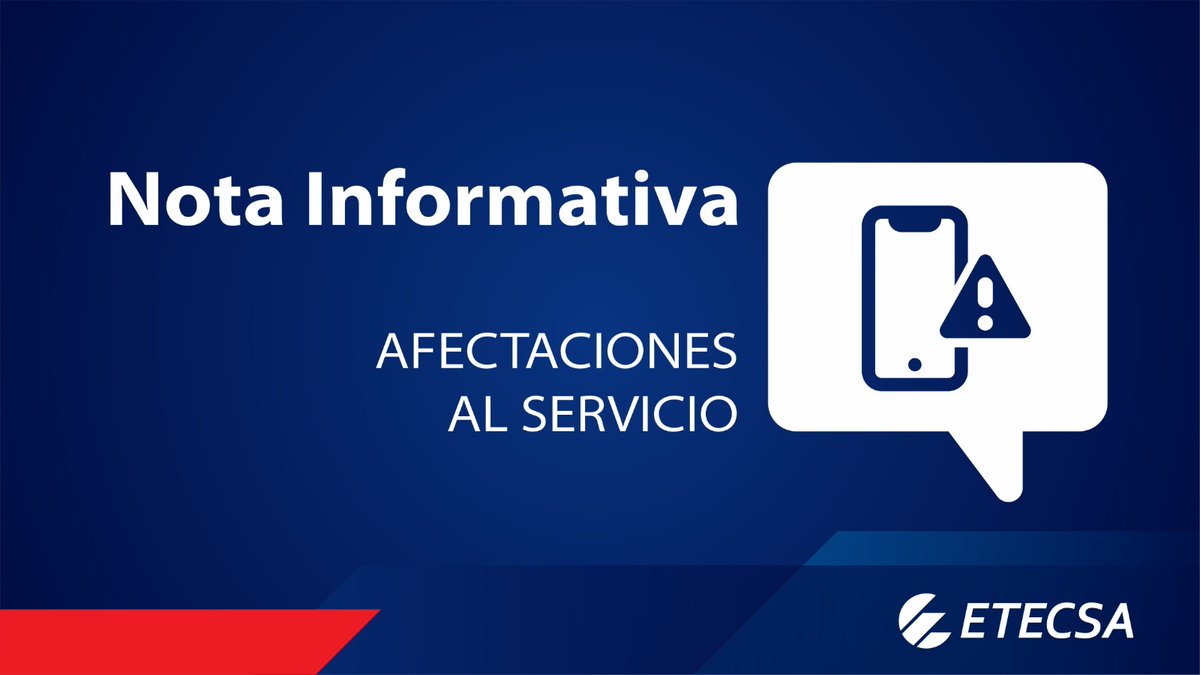 Informamos a nuestros clientes que en estos momentos se identifica una falla en sistemas de la red móvil 📲, afectando servicios de voz y datos en algunas numeraciones. 
Se trabaja en el diagnóstico para dar solución. Manténgase al tanto de los canales oficiales de la empresa.