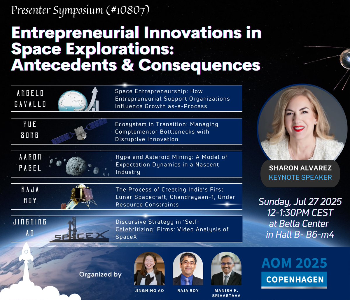 Jingning Ao (@ao_jingning) on Twitter photo Space Explorations ๐ค Entrepreneurial Innovations!
Symposium sponsored by <a href="/ENT_Div_AoM/">ENTDivision_AoM</a> & <a href="/AOM_STR/">STR - Strategic Management Division</a> for <a href="/TheAOM/">AcademyOfManagement</a> #AOM2025 is scheduled at:
๐ Sunday, Jul 27 2025
โฐ 12-1:30PM CEST
๐Bella Center in Hall B- B6-m4
<a href="/raja_NJIT/">Raja</a> <a href="/mksstrategy/">Manish Srivastava</a> & I are excited to see you there! ๐๐ Space Explorations ๐ค Entrepreneurial Innovations!
Symposium sponsored by <a href="/ENT_Div_AoM/">ENTDivision_AoM</a> & <a href="/AOM_STR/">STR - Strategic Management Division</a> for <a href="/TheAOM/">AcademyOfManagement</a> #AOM2025 is scheduled at:
๐ Sunday, Jul 27 2025
โฐ 12-1:30PM CEST
๐Bella Center in Hall B- B6-m4
<a href="/raja_NJIT/">Raja</a> <a href="/mksstrategy/">Manish Srivastava</a> & I are excited to see you there! ๐๐
