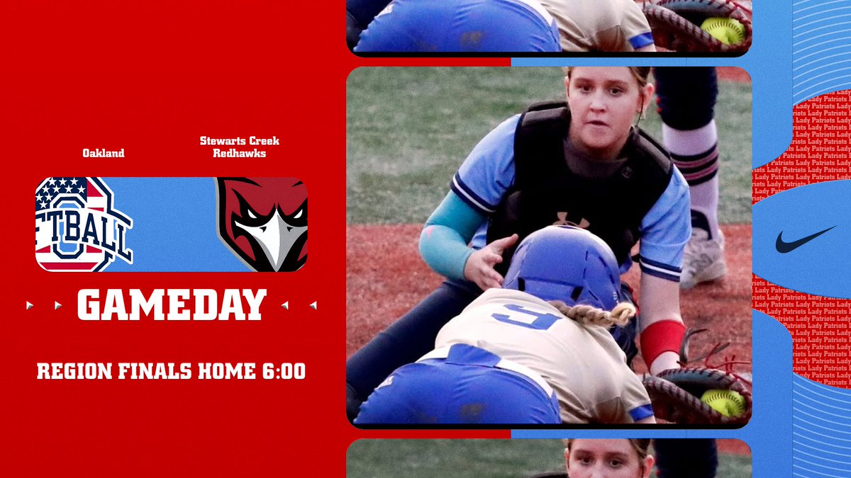 Oakland High School Softball (@sb_ohspats) on Twitter photo ❤️🥎💙🅾️💙🥎❤️
GAMEDAY
🥎Region Finals 🥎
📍Oakland High School
"Nelson Smotherman Field"
⏰6:00
🆚 St. Creek
<a href="/OaklandRCS/">Oakland High School</a> ❤️🥎💙🅾️💙🥎❤️
GAMEDAY
🥎Region Finals 🥎
📍Oakland High School
"Nelson Smotherman Field"
⏰6:00
🆚 St. Creek
<a href="/OaklandRCS/">Oakland High School</a>