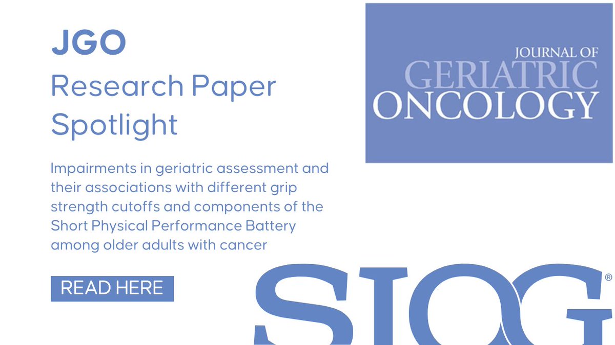 SIOG (@siogorg) on Twitter photo 💪 New <a href="/JGeriOnc/">Journal of Geriatric Oncology</a> study: Which grip strength cutoffs best flag GA impairments in older adults with cancer? Is the full SPPB more informative than gait speed or chair stand alone?
📖 Read: loom.ly/Rro-M9w
#GeriOnc #SIOG25 #GeriatricAssessment #SIOG2025 💪 New <a href="/JGeriOnc/">Journal of Geriatric Oncology</a> study: Which grip strength cutoffs best flag GA impairments in older adults with cancer? Is the full SPPB more informative than gait speed or chair stand alone?
📖 Read: loom.ly/Rro-M9w
#GeriOnc #SIOG25 #GeriatricAssessment #SIOG2025