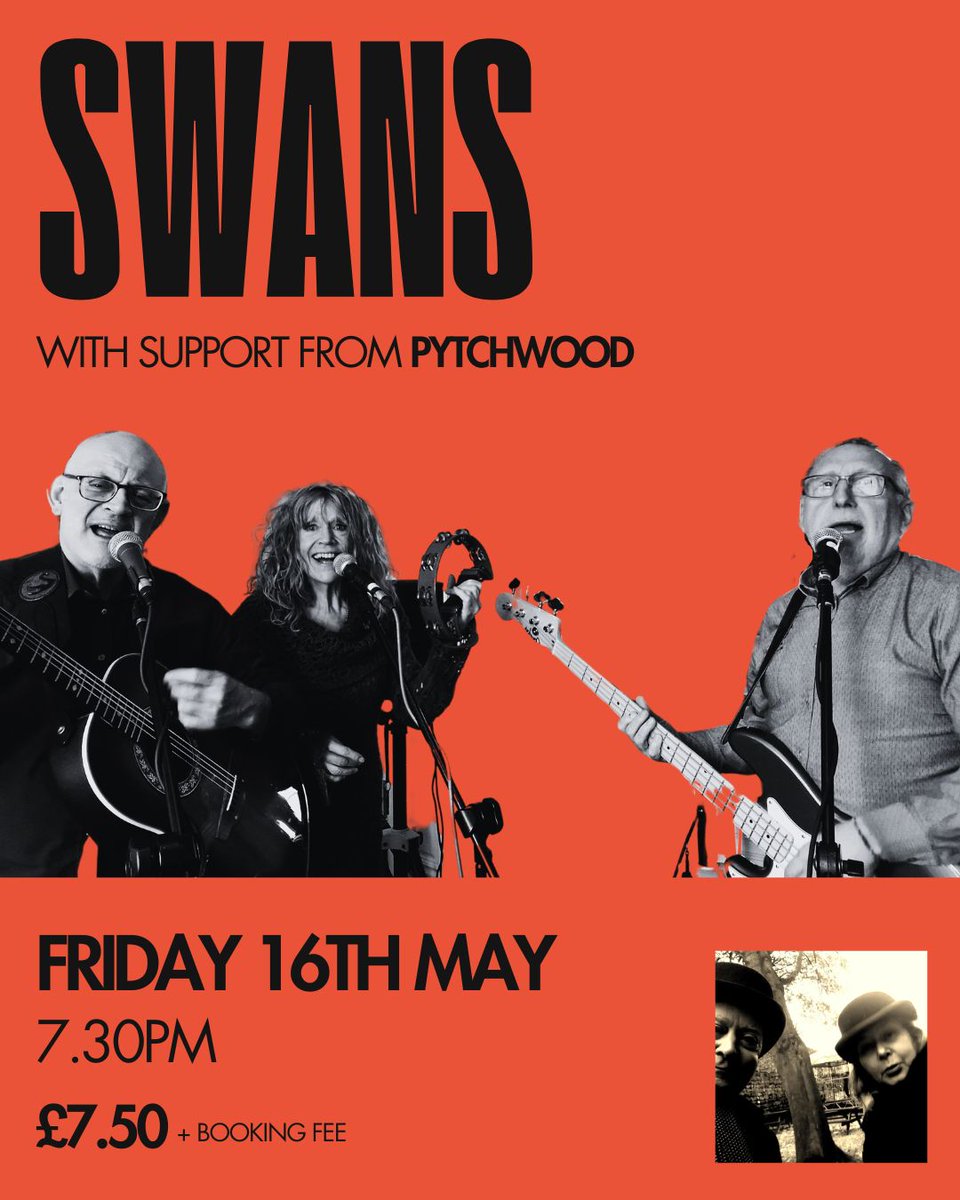 THIS FRIDAY 16th May Swans - acoustic/electric vocal trio from South London bringing their eclectic song choices, quality musical arrangements, gorgeous harmonies to our bar 7.30pm 
With support from Pytchwood 
Tickets £7.50 wegottickets.com/event/655225/ #greenwich #se18 #livemusic