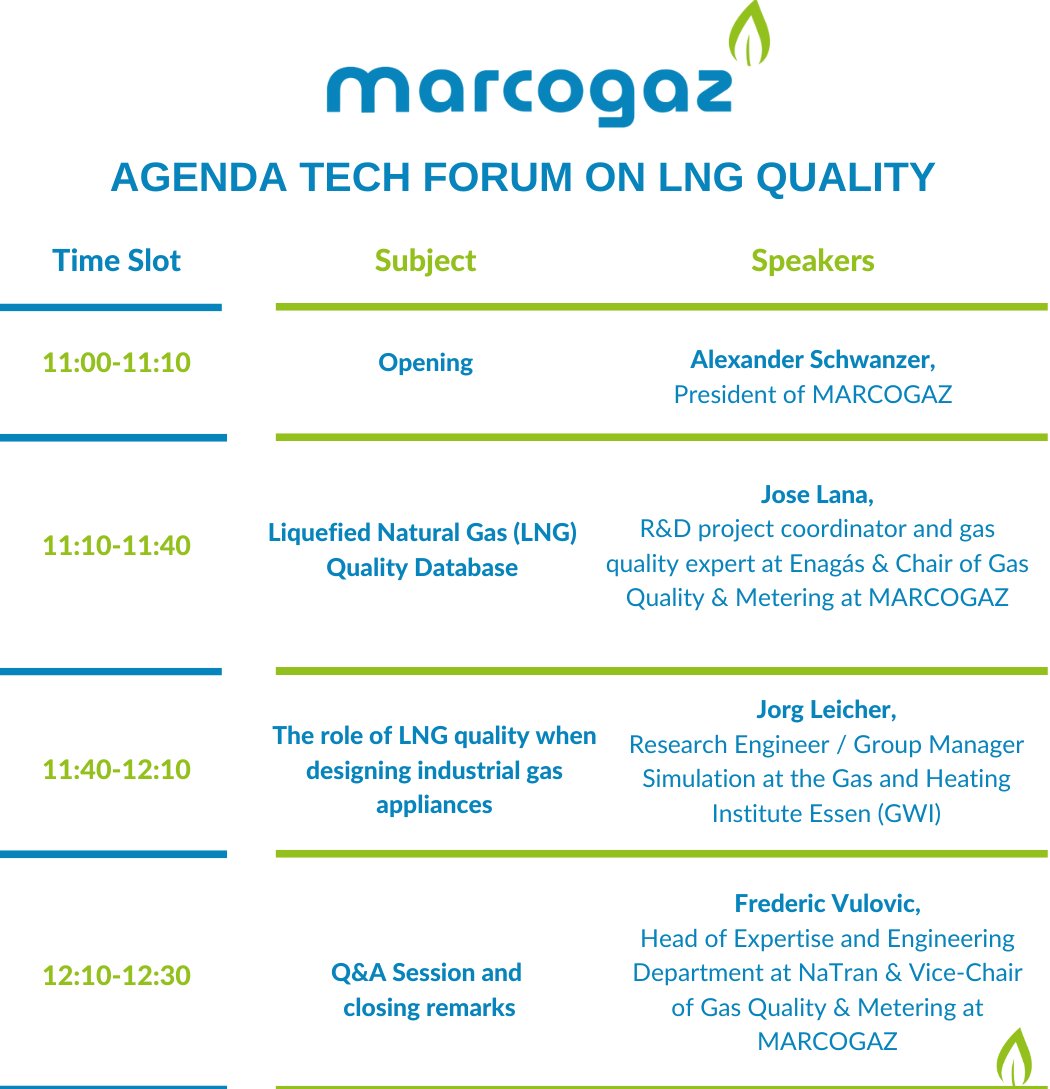 💫Join us for the next Tech Forum on LNG quality next Tuesday 20th May from 11:00AM to 12:30PM CEST and explore with us a topic that’s increasingly vital in ensuring safe, efficient, and future-proof gas systems across Europe🌍. marcogaz.org/event/marcogaz…