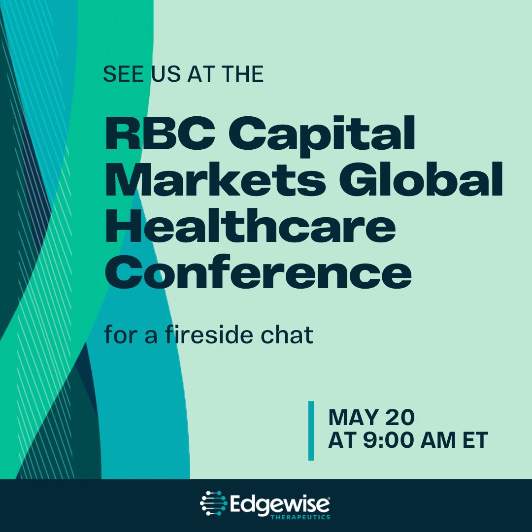 Edgewise Therapeutics (@edgewisetx) on Twitter photo Edgewise management will be presenting at the <a href="/rbccm/">RBC Capital Markets</a> Global Healthcare Conference. Listen to a fireside chat with Kevin Koch and Behrad Derakhshan on Tuesday, May 20, 2025, at 9:00 am ET. Read the full press release here: investors.edgewisetx.com/news/news-deta… Edgewise management will be presenting at the <a href="/rbccm/">RBC Capital Markets</a> Global Healthcare Conference. Listen to a fireside chat with Kevin Koch and Behrad Derakhshan on Tuesday, May 20, 2025, at 9:00 am ET. Read the full press release here: investors.edgewisetx.com/news/news-deta…