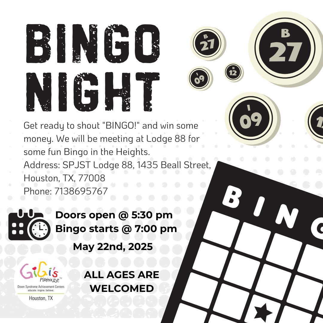 🎉 Get ready to shout "BINGO!" 🎉

Join us for a fun-filled Bingo Night in the Heights at Lodge 88! Come out, win some cash prizes, and have some fun with GiGi's Playhouse Houston!

📍 SPJST Lodge 88
📅 Thursday, May 22, 2025
⏰ Doors open at... there!
lodge88.org/bingo
