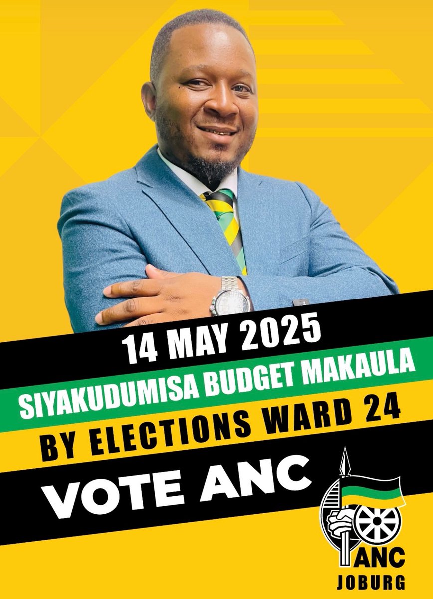 By-Elections in Ward 24 Greater Johannesburg Region currently underway. All voting stations are be open until 21h00.

Make sure you have your ID and you make your mark. 

Vote for ANC Councillor Candidate Budget Makaula. Vote for ANC ⚫️🟢🟡

#LetsDoMoreTogether
#VoteANC