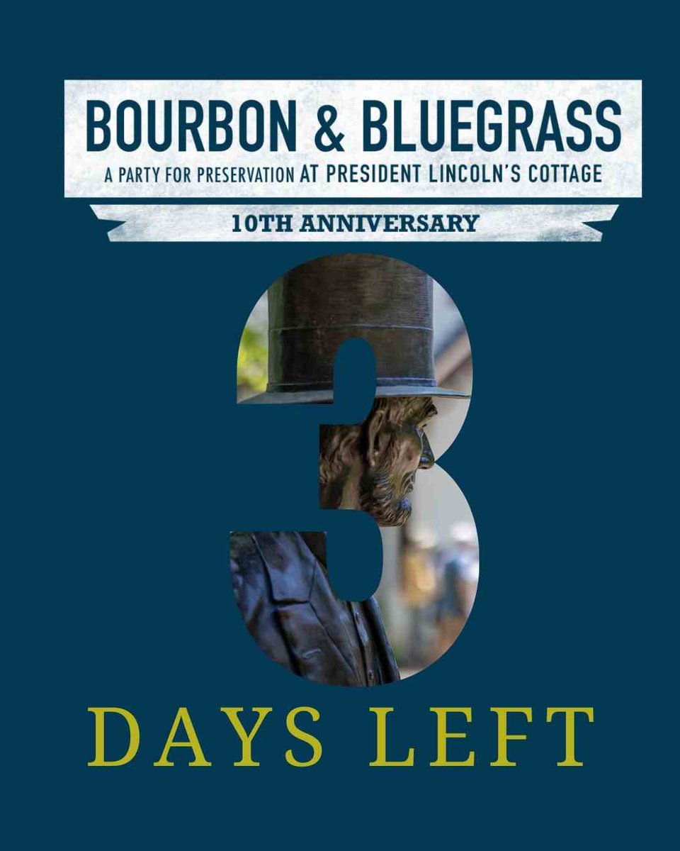 THREE DAYS until #BourbonandBluegrass. Don't miss this chance to party for Lincoln's legacy.  See @theswampdogg perform along with @hubbyjenkins @dorifreeman, @marthaalice_in_wonderland, @lucaspasleymusic, @goldbugrevival.

Learn more at lincolncottage.org/bourbonandblue…
