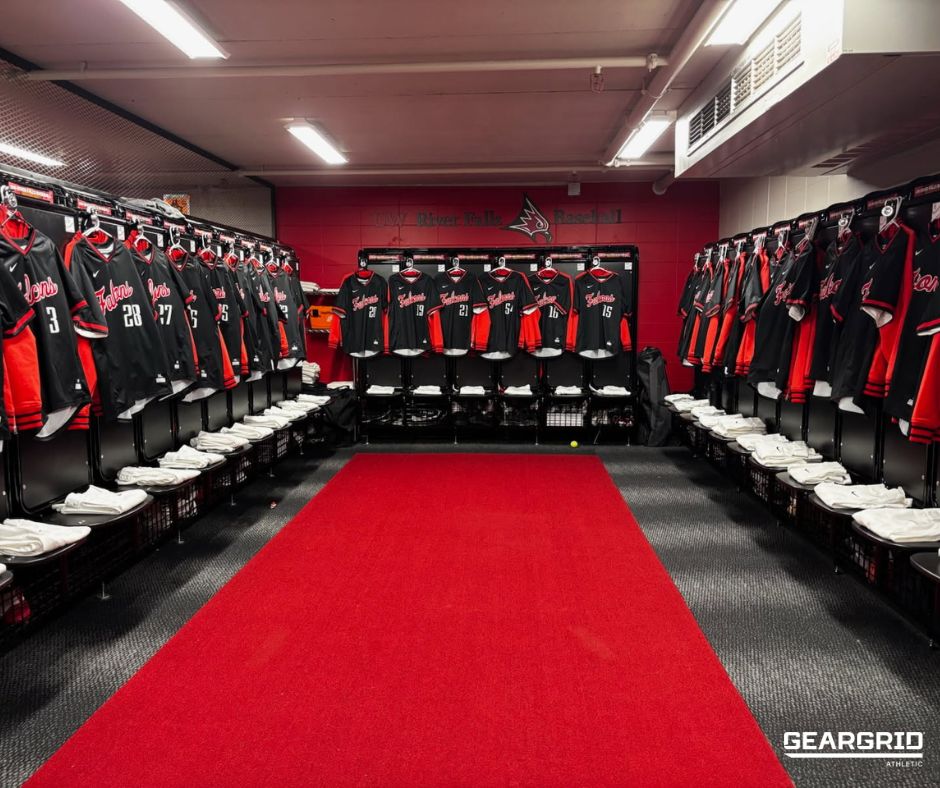 Batter up for organization! ⚾️ We were thrilled to outfit the University of Wisconsin-River Falls Baseball team with our durable, custom-designed lockers. Built to last and keep their gear game ready. Go Falcons! 🏆 #GearGrid #Baseball #CollegeSports #Organization #LockerRoom