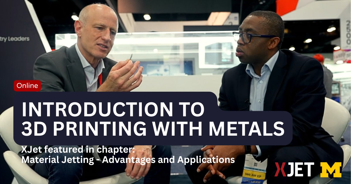 XJet_3d's tweet image. Honored to be featured in @UMich's "Introduction to 3D Printing with Metals" course! Our CEO Guy Zimmerman shared insights on #NanoParticleJetting technology with Prof. Okwudire, showcasing XJet's innovation in applications. Join 2,800+ students worldwide: shorturl.at/fR5wW