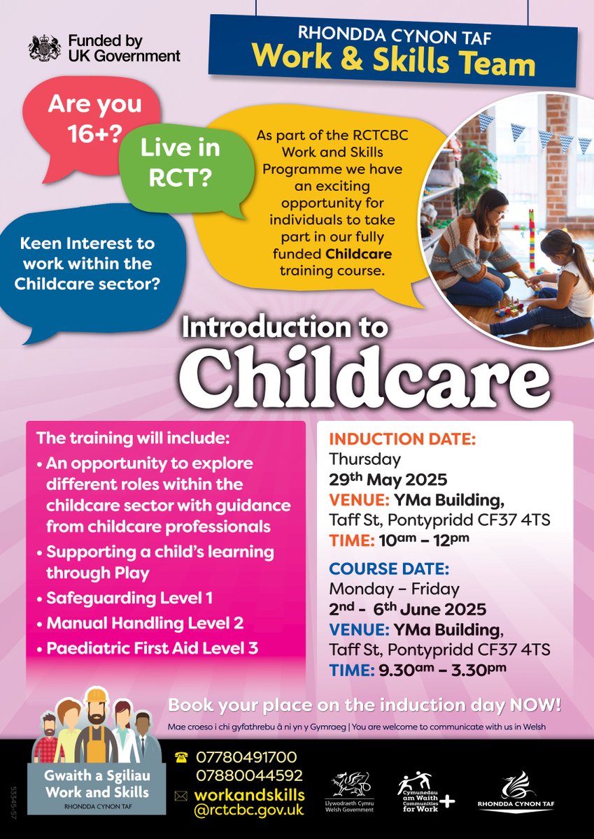Ffoniwch 07780491700 neu 07880044592 i gadw lle.
Call 07780491700 or 07880044592 to book a space.