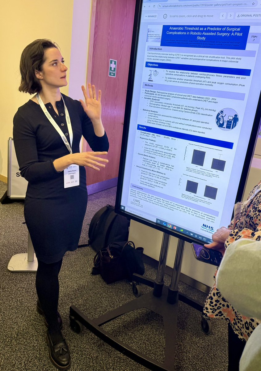 James Saldanha (@jdsaldanha) on Twitter photo The <a href="/NHSLanarkshire/">NHS Lanarkshire</a> @UWS_DivisionSEH team presented yesterday at #ASGBI2025 Colette Pickard, shared our pilot study on anaerobic threshold and surgical risk in robotic-assisted surgery. This is a fantastic example of collaborative research. The <a href="/NHSLanarkshire/">NHS Lanarkshire</a> @UWS_DivisionSEH team presented yesterday at #ASGBI2025 Colette Pickard, shared our pilot study on anaerobic threshold and surgical risk in robotic-assisted surgery. This is a fantastic example of collaborative research.