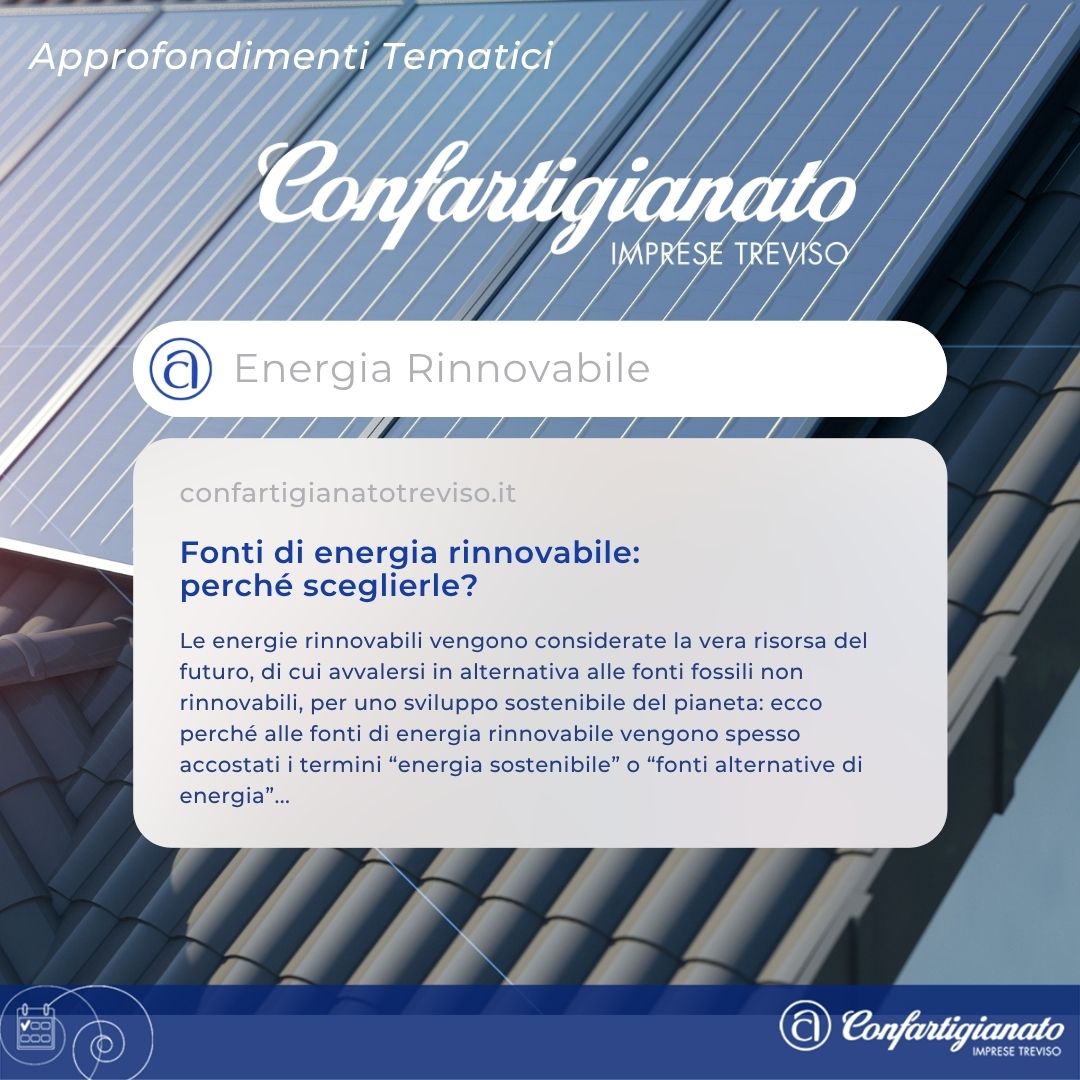 ☀️ Energie rinnovabili: perché sceglierle?
Possono essere molte le soluzioni utili alle aziende artigiane per risparmiare energia, tutelando l'ambiente.

🔍 Per saperne di più e contatta i nostri esperti dello sportello energia:
confartigianatotreviso.it/comunicazioni/…