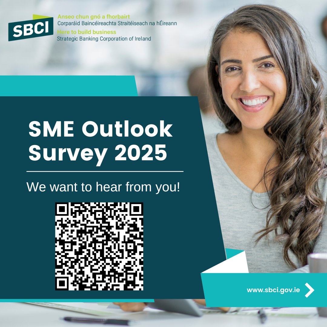 SBCIreland's tweet photo. 📢 Have Your Say &amp; Win €200 – Take the SBCI SME Survey! ✌

Are you an Irish SME? Participate in our SME Outlook Survey for a chance to win €200. ✍🤞

Your feedback is invaluable. Share your insights, click below:
https://t.co/ot6XkDJ8s0 https://t.co/TR2JiD9ijg