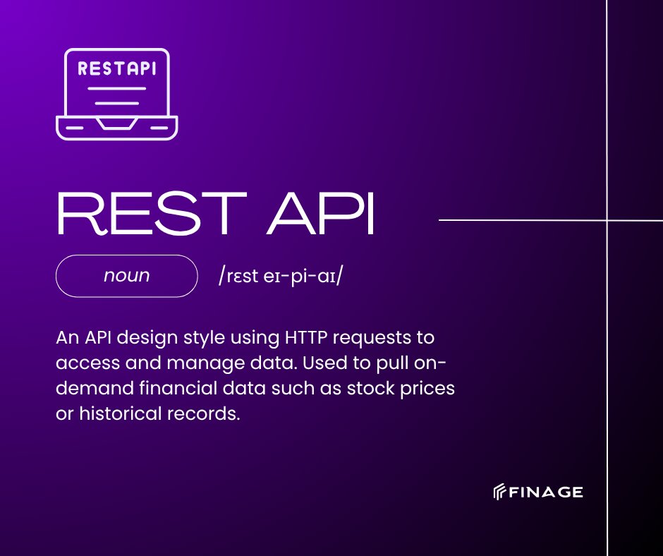 finageltd's tweet image. REST API, defined.

Your gateway to real-time and historical financial data.

#FintechGlossary #MarketDataAPI #Finage