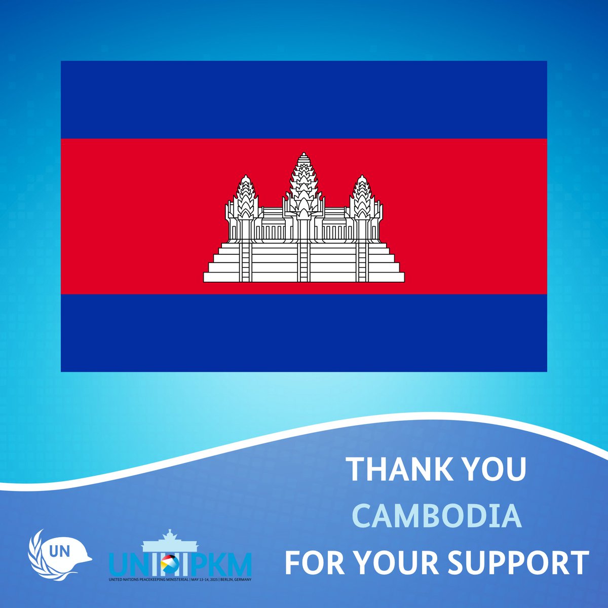UNPeacekeeping's tweet image. Cambodia pledged to support the safety of peacekeepers and communities through a demining/Explosive Ordnance Disposal team. Also pledged one airfield engineering and one mobile bridge unit. #PKMinisterial @UNMAS