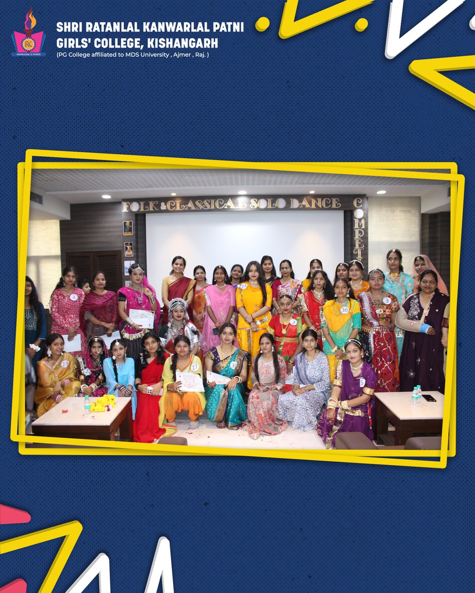 srkpgc_ncc's tweet photo. The stage lit up with colours, culture, and charisma as our talented performers danced their hearts out at the Folk &amp; Classical Solo Dance Competition.

#JaiBharat #SRKPGC2025 #DanceWithHeart #CulturalVibes #TraditionMeetsTalent #FolkToClassic #SRKPGirlsCollege #KishangarhMoment https://t.co/XI36rvwOtF