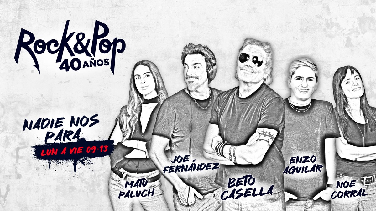 [#AHORA]

👉 Estamos en la mitad de la semana y #NadieNosPara ya está en la mesa de Rock &amp; Pop.

🔴 Transmisión en vivo: youtube.com/watch?v=opAz0S…

#fmrockandpop #rockandpop40años #nosgustaelrock