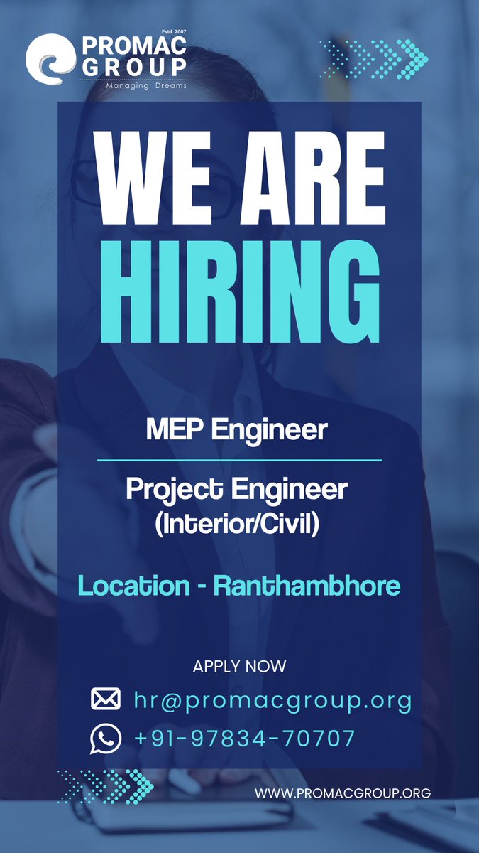 promac007's tweet image. We’re Hiring…!!

#hiring #promacgroup #Promac #pmc #pmcjobs #jobsearch #jobseekers #projectmanagement #jaipur #udaipur #Haridwar #guwahati #ranthambore #ApplyNow