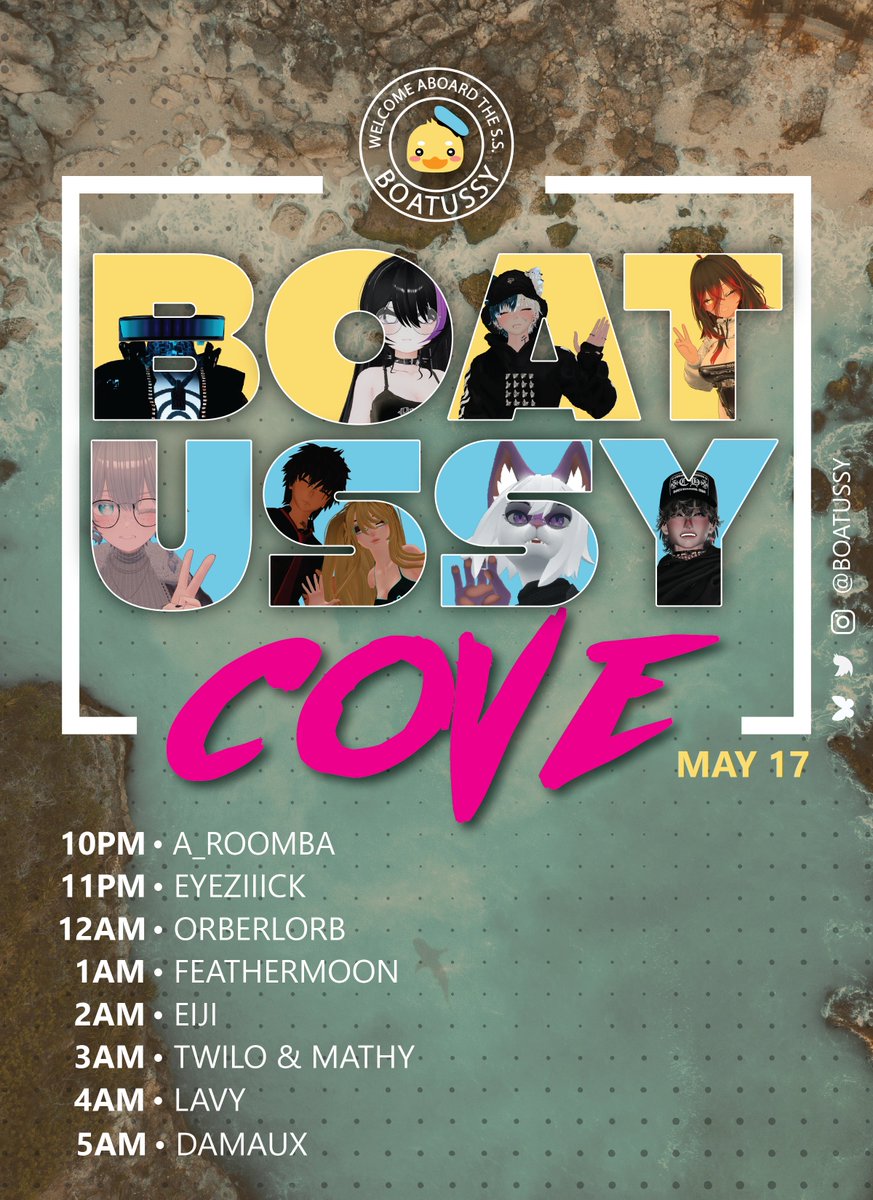 We've done it! We've made a new world! We're calling it "Boatussy Cove!" - Saturday May 17!
Come check out our new world! a cool summer themed world full of mysteries and fun details. This Saturday we'll premier the new world alongside some awesome DJs. 
#VRChat