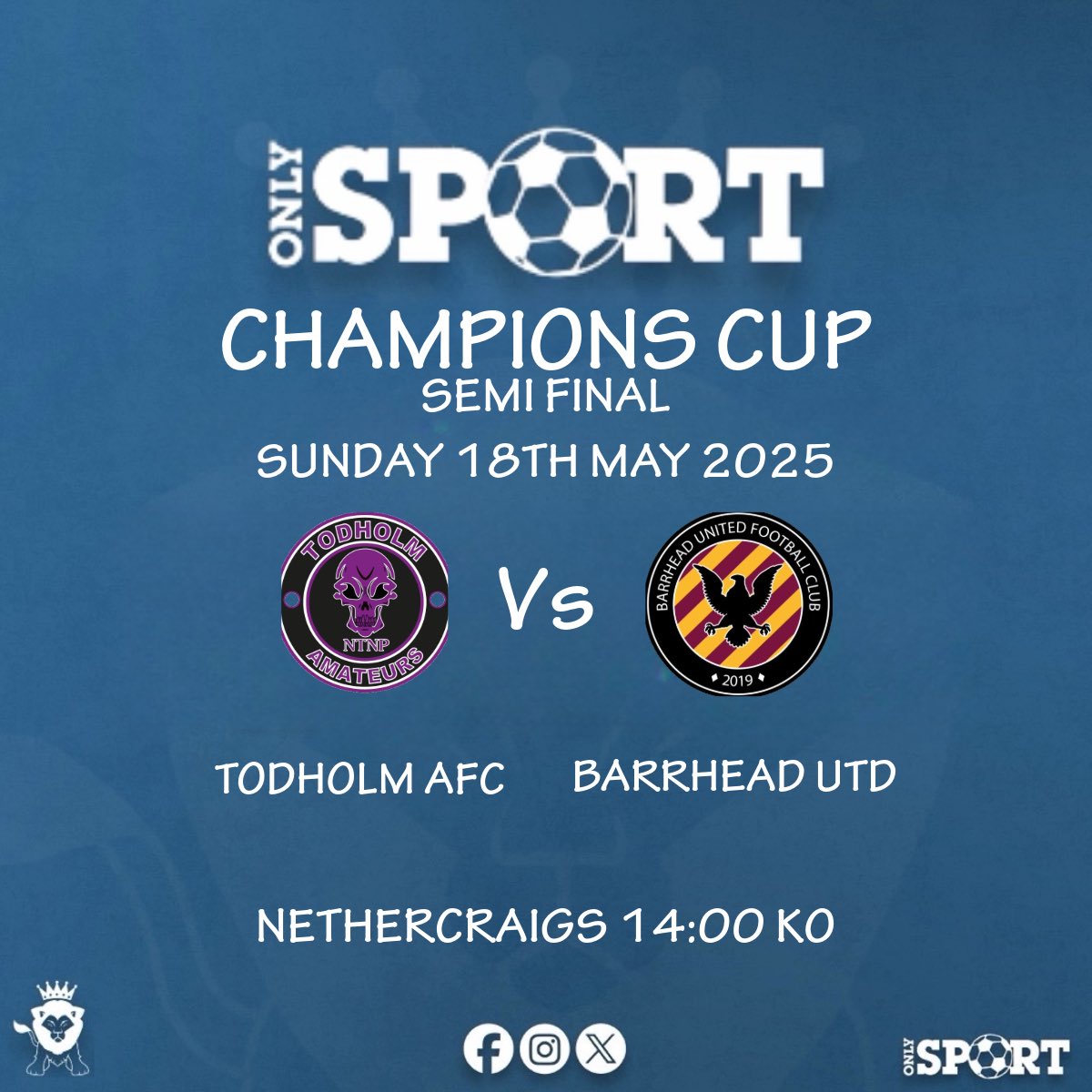 GDSFC (@gdsfc2008) on Twitter photo Semi Final Sunday!!
Semi Finals of the <a href="/OnlySportLTD1/">Only Sport LTD</a> Champions Cup are this Sunday ๐๐โฝ๏ธ
Both games at Nethercraigs, free entry, come along give the teams some support as look to make the final ๐
<a href="/ScotAmFA/">Scottish Amateur FA</a> <a href="/scottish_aff/">AmateurFixturesResultsSCO</a> <a href="/SnJsFootyFocus/">FOOTY FOCUS</a> <a href="/ftsc0res/">fulltimesc0res</a> Semi Final Sunday!!
Semi Finals of the <a href="/OnlySportLTD1/">Only Sport LTD</a> Champions Cup are this Sunday ๐๐โฝ๏ธ
Both games at Nethercraigs, free entry, come along give the teams some support as look to make the final ๐
<a href="/ScotAmFA/">Scottish Amateur FA</a> <a href="/scottish_aff/">AmateurFixturesResultsSCO</a> <a href="/SnJsFootyFocus/">FOOTY FOCUS</a> <a href="/ftsc0res/">fulltimesc0res</a>